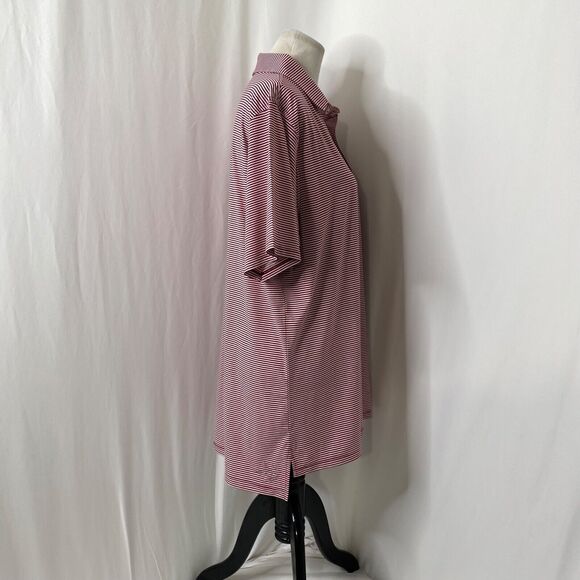 Men’s Large Polo Shirt B Draddy Sport Red Pin Striped Short Sleeve Athletic - Picture 4 of 9